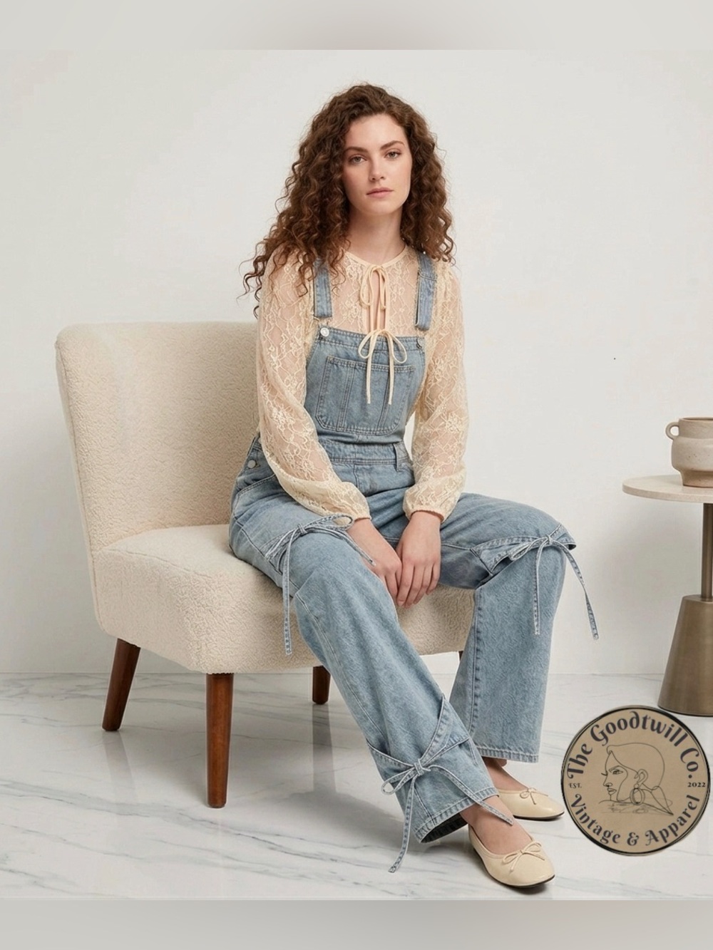 Bow-Knot Denim Overalls